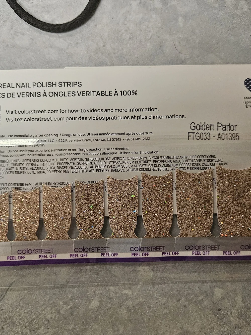 Color Street Golden Parlor Glitter Nail Polish Strips